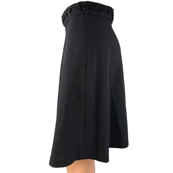Sandro Paris Women's Black Knee Length Mini Zipper A-Line Career Skirt Size 1 - Picture 2 of 6